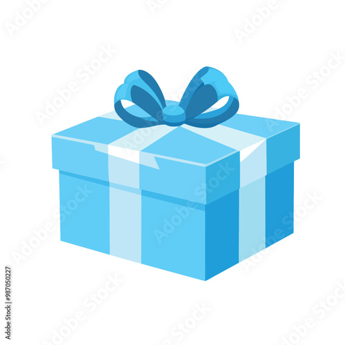 blue gift box with ribbon vector