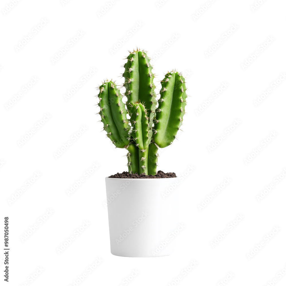 Green Cactus in White Pot Green Cactus in White Pot