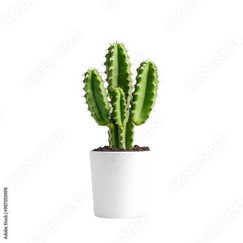 Green Cactus in White Pot