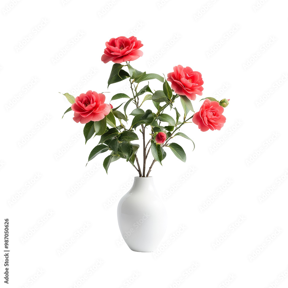 custom made wallpaper toronto digitalPink Camellia Flowers in White Vase