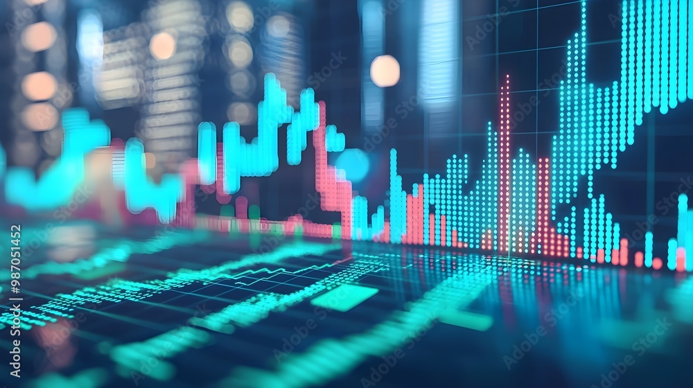 Abstract Cityscape with Financial Data Abstract Cityscape with Financial Data