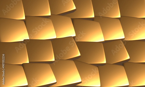 line up gold tiles bars background, 3D illustration