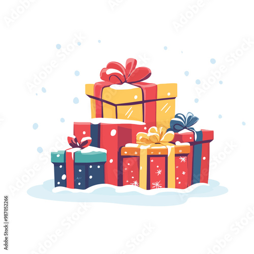 christmas gift boxes with snowflakes