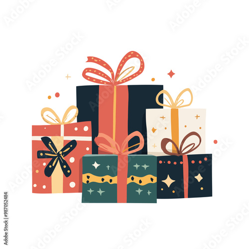 christmas gift boxes with snowflakes