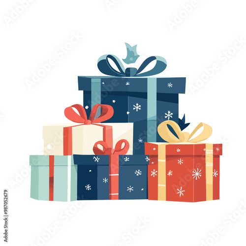christmas gift boxes with snowflakes