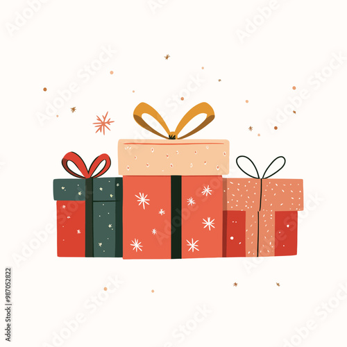 christmas gift boxes with snowflakes