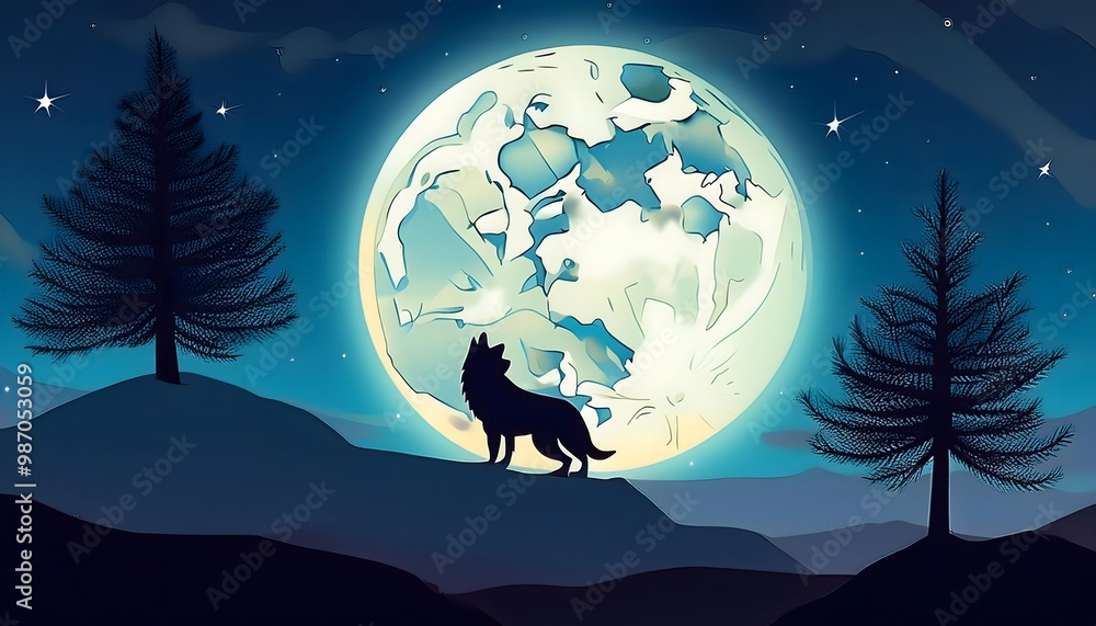 wolf and moon background wolf and moon background