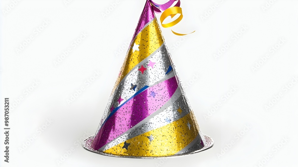 Festive Party Hat Isolated on White Background for New Year's Festive Party Hat Isolated on White Background for New Year's