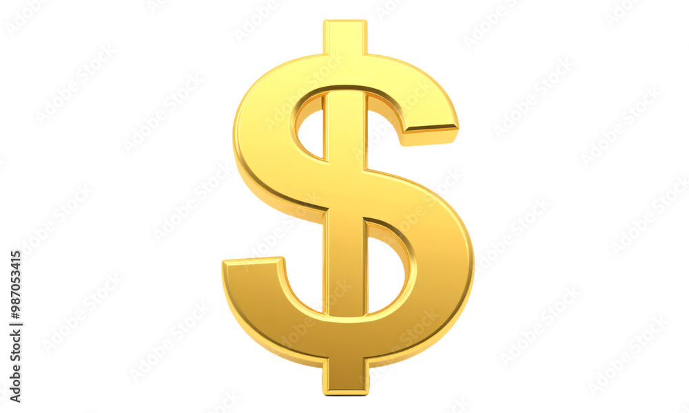 3d gold dollar symbol isolated on a transparent background 3d gold dollar symbol isolated on a transparent background