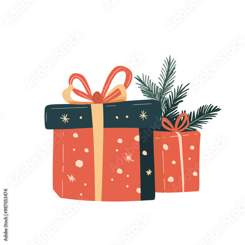 christmas gift boxes with snowflakes