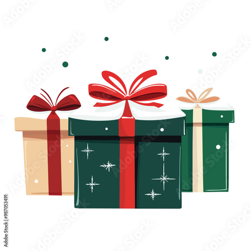 christmas gift boxes with snowflakes