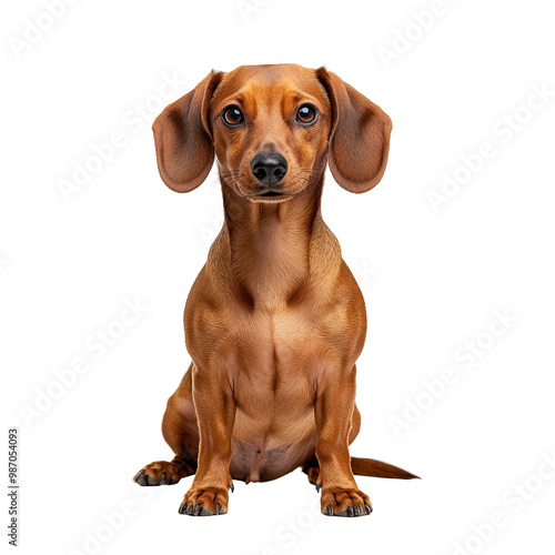 Cute Dachshund Puppy Sitting Isolated