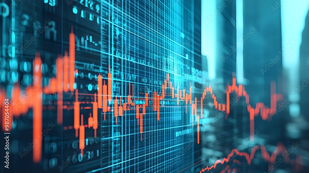 Abstract Stock Market Chart Cityscape Background