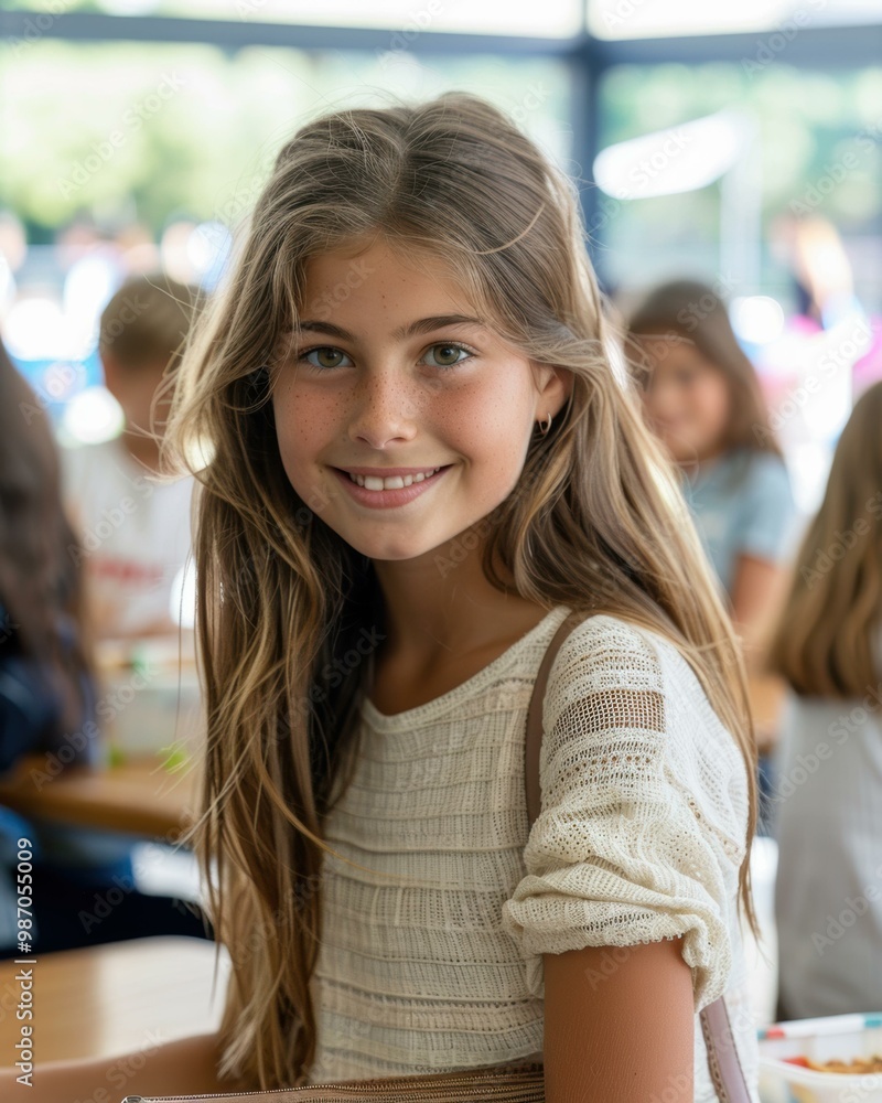Portrait of a smiling young girl. AI. Portrait of a smiling young girl. AI.