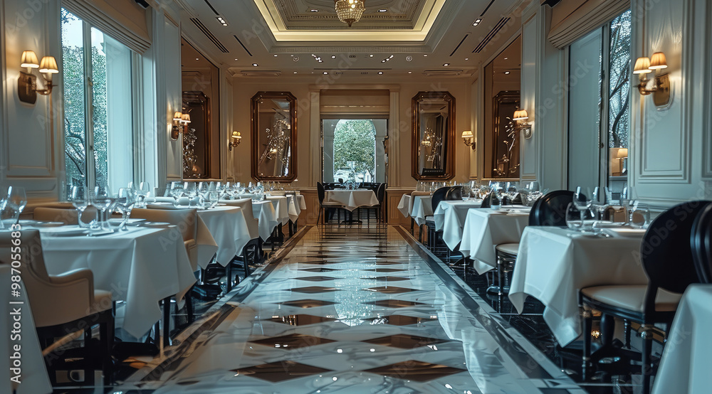 Fototapeta premium Elegant premium fine dining restaurant.