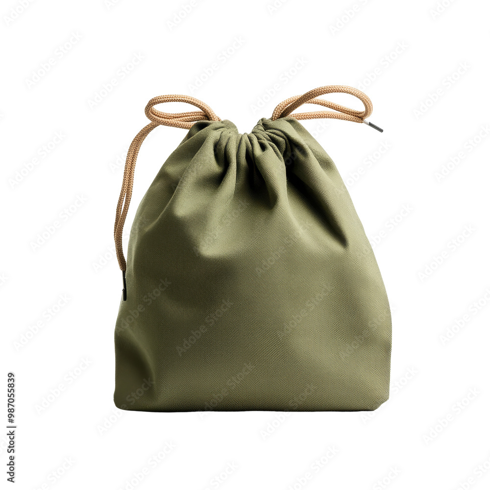 Green Drawstring Bag Isolated Green Drawstring Bag Isolated