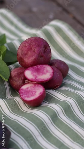 organic variety potatoes close up