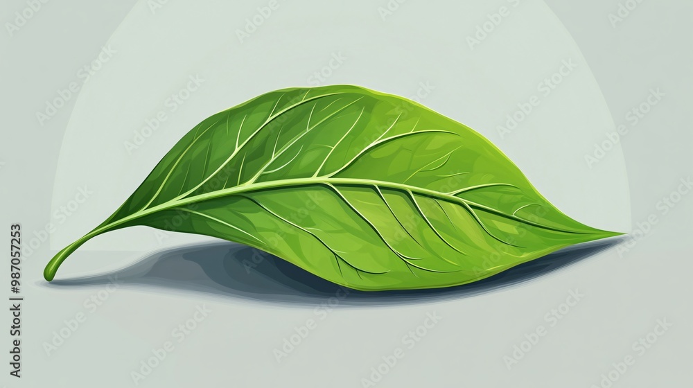 Obraz premium Single green leaf on a soft background