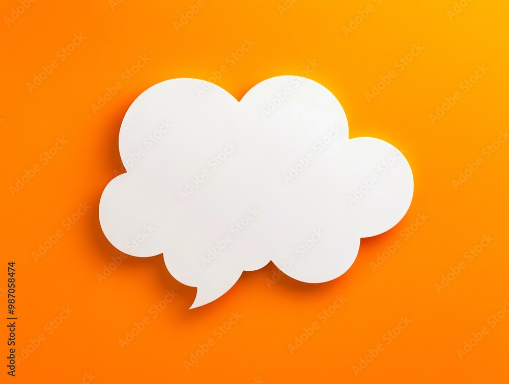 A white speech bubble on an orange background A white speech bubble on an orange background