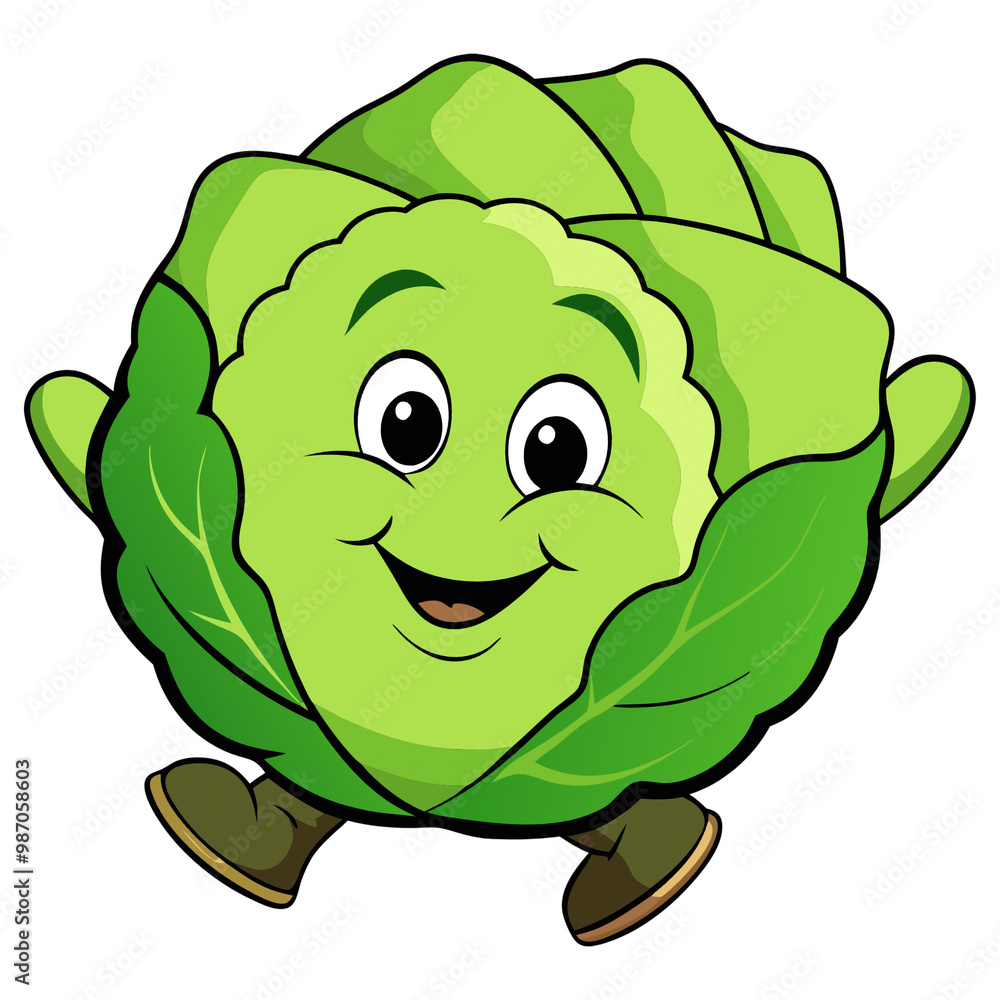 Fototapeta premium 3d rendering of dynamic cabbage cartoon character. Generative AI
