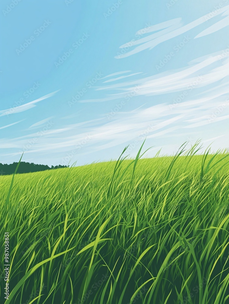 Vibrant green grass under a blue sky Vibrant green grass under a blue sky