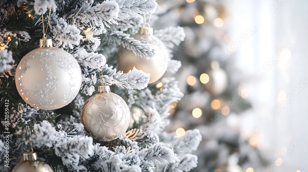Elegant Christmas Tree with Silvery Frost Decor Elegant Christmas Tree with Silvery Frost Decor