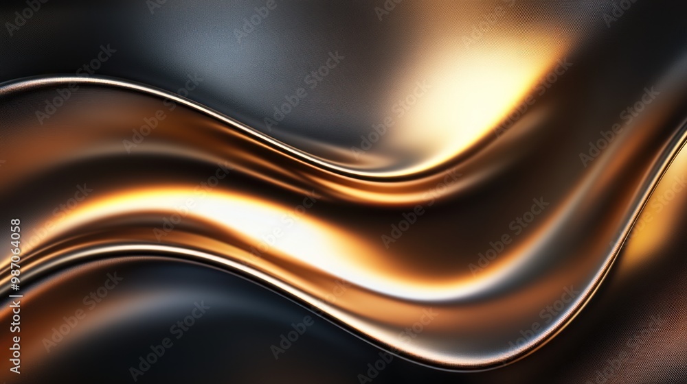 Obraz premium A sleek 3D gradient background blending metallic gold and copper, creating smooth, curved forms that reflect light, giving a luxurious and high-end feel.
