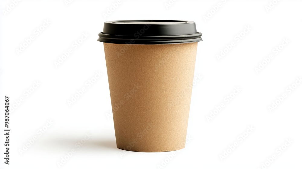 Kraft paper coffee cup for takeaway, isolated on white. Kraft paper coffee cup for takeaway, isolated on white.