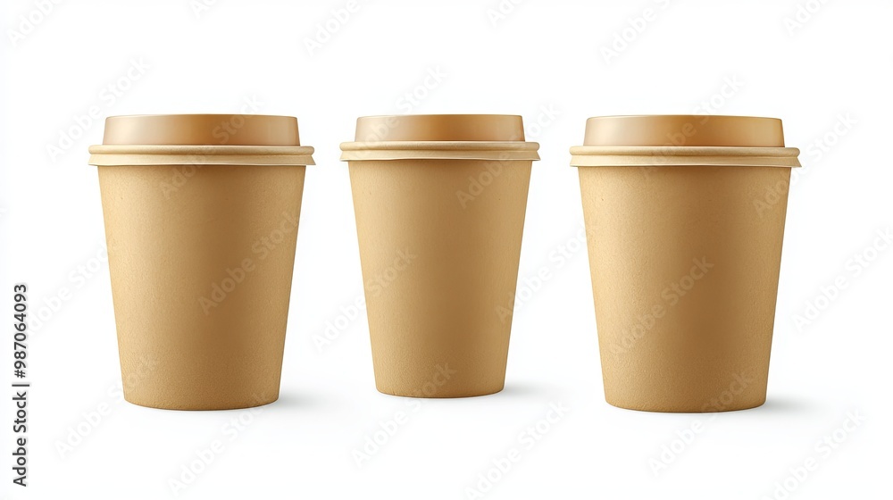 Kraft paper coffee cup for takeaway, isolated on white. Kraft paper coffee cup for takeaway, isolated on white.