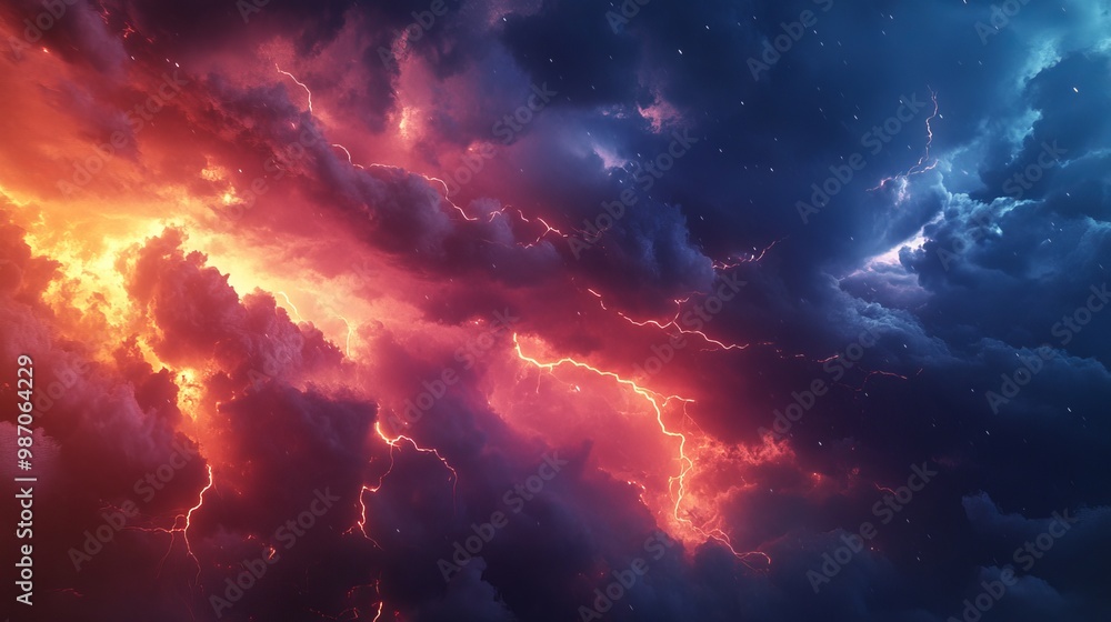 Fototapeta premium Lightning occurs during a storm.