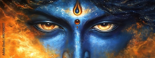 Depiction of Lord Shiva s Third Eye a Spiritual Symbol Representing the Destruction of Ignorance and Illusion and the Attainment of Enlightenment and Cosmic Consciousness