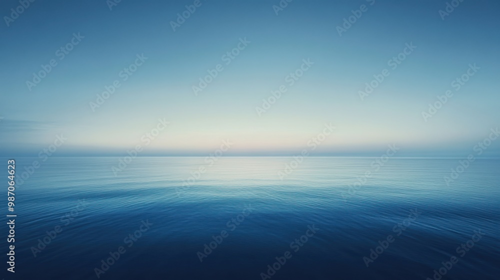 Fototapeta premium A smooth gradient background transitioning from sky blue to deep navy, creating a calming atmosphere perfect for serene designs.