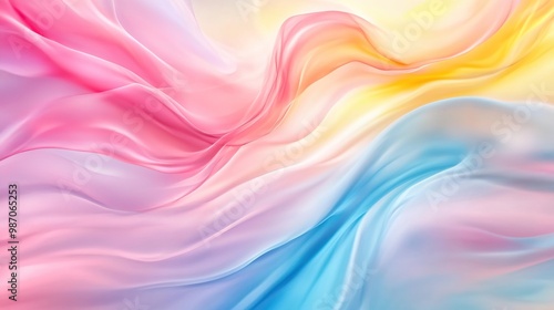 Wallpaper Mural Bright and colorful abstract background with wavy pink, blue and yellow streams Torontodigital.ca