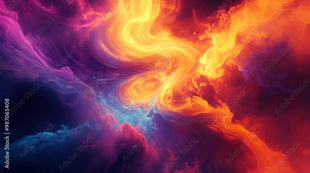 A vibrant abstract background with swirling colors and dynamic shapes, perfect for design or digital art with space for text. A vibrant abstract background with swirling colors and dynamic shapes, perfect for design or digital art with space for text.