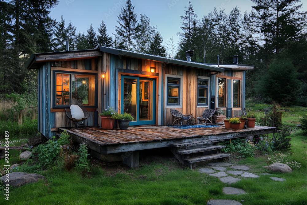 Fototapeta premium Hidden Gem: A Quaint House Surrounded by Trees