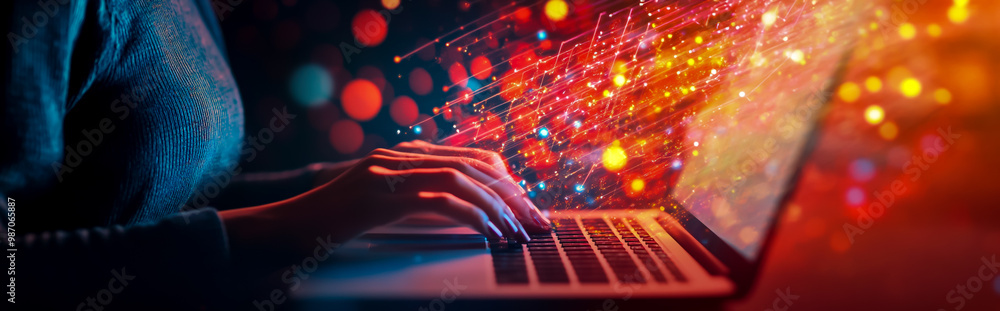 A business person is working on a laptop and global network connection data information exchange concept. A business person is working on a laptop and global network connection data information exchange concept.