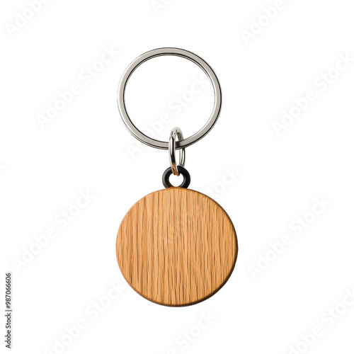 Wooden Keychain Tag with Metal Ring