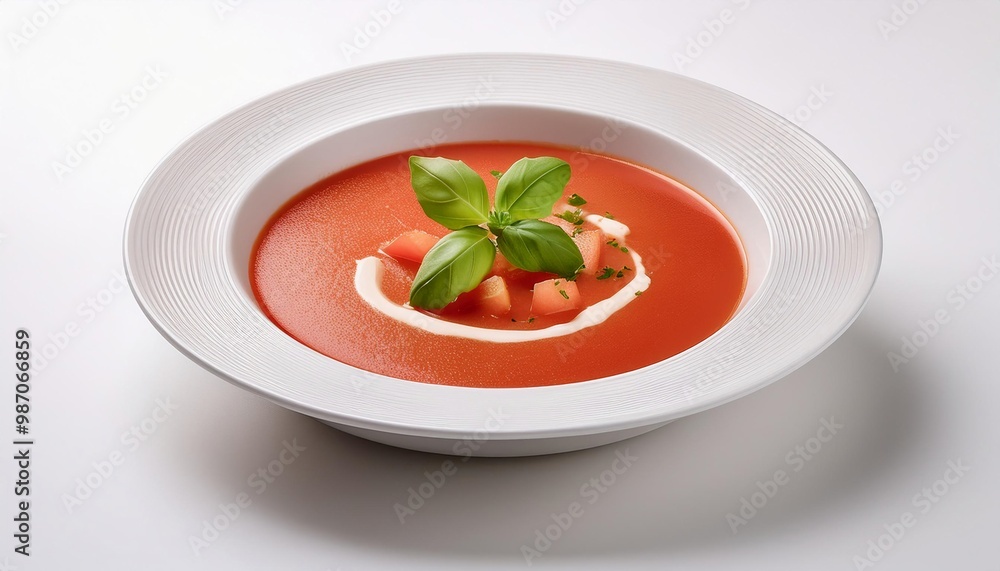 Spanish Food, Gazpacho on white background isolated. Spanish Food, Gazpacho on white background isolated.