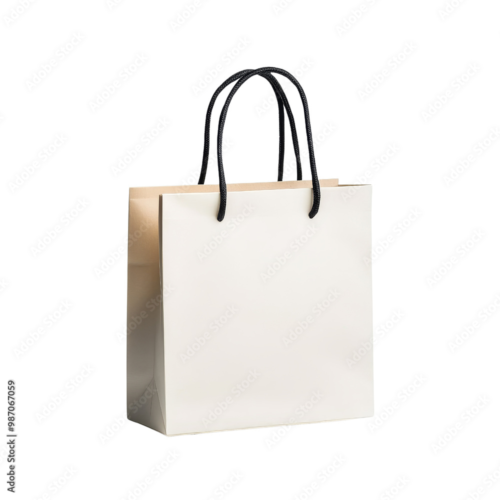 White Paper Shopping Bag with Black Handles White Paper Shopping Bag with Black Handles