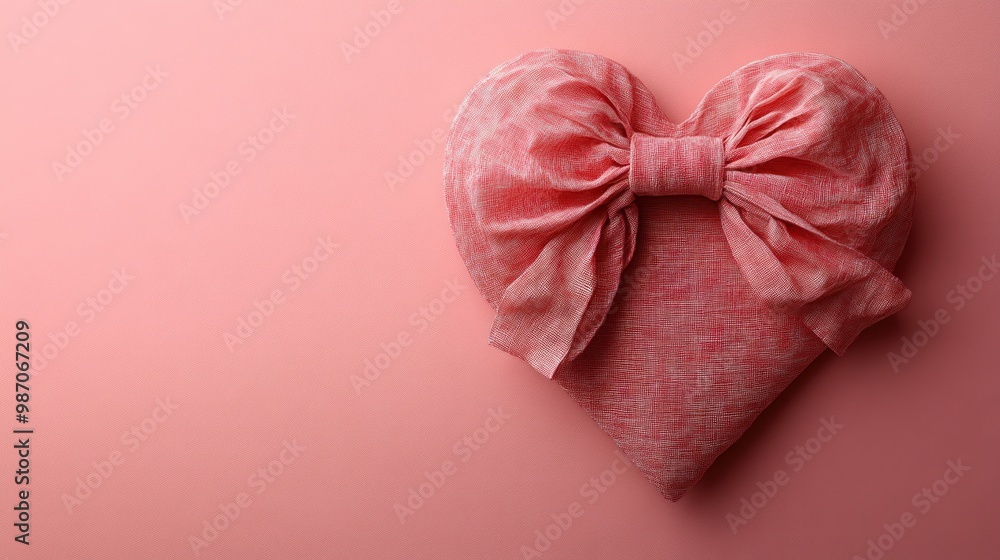 Pink Heart-Shaped Pillow with Bow Pink Heart-Shaped Pillow with Bow