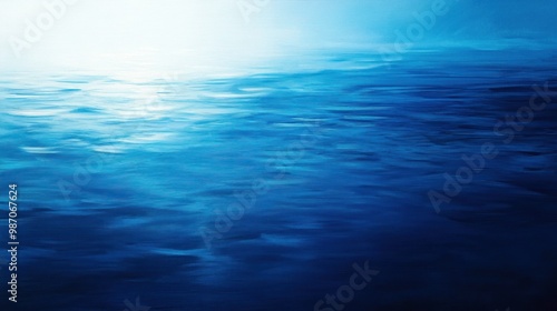 Deep indigo fading into sky blue with a glossy, water-like reflection, evoking calm and elegance.