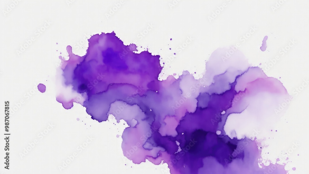 Vibrant Purple Watercolor on Clean White Background Vibrant Purple Watercolor on Clean White Background