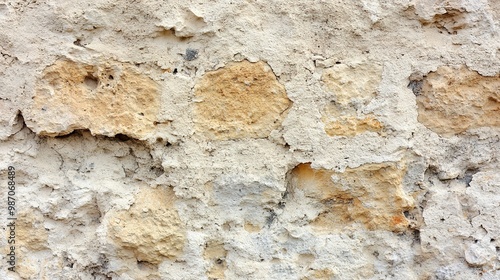 A close-up image of a natural stone, highlighting its rough, textured surface and raw, rugged appearance. The earthy tones and irregular shape evoke a sense of timelessness and stability. 