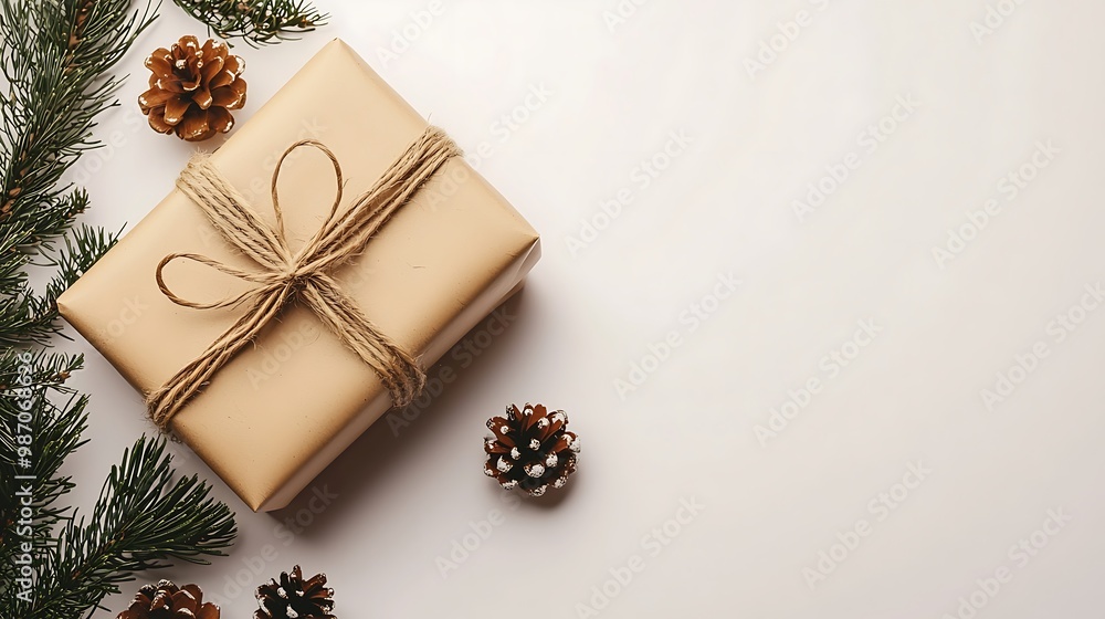 Fototapeta premium Simple and Clean Christmas Gift Presentation with Text Space