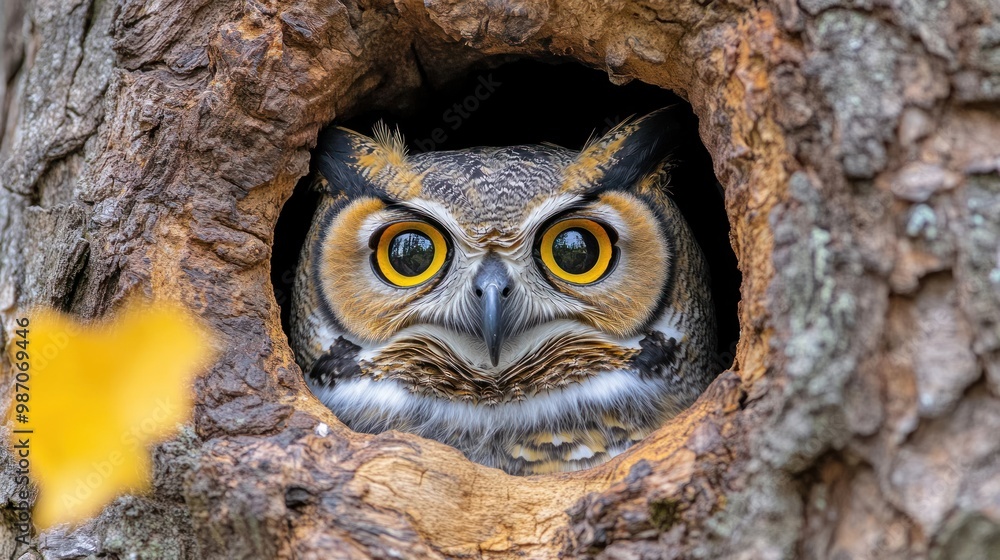 Great Horned Owl in a Tree Cavity Great Horned Owl in a Tree Cavity