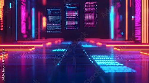 Neon Cyberpunk Office Background