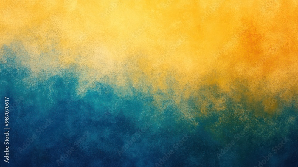 photograph of Abstract blurred gradient background with a grainy texture, featuring a smooth transition from yellow to blue photograph of Abstract blurred gradient background with a grainy texture, featuring a smooth transition from yellow to blue