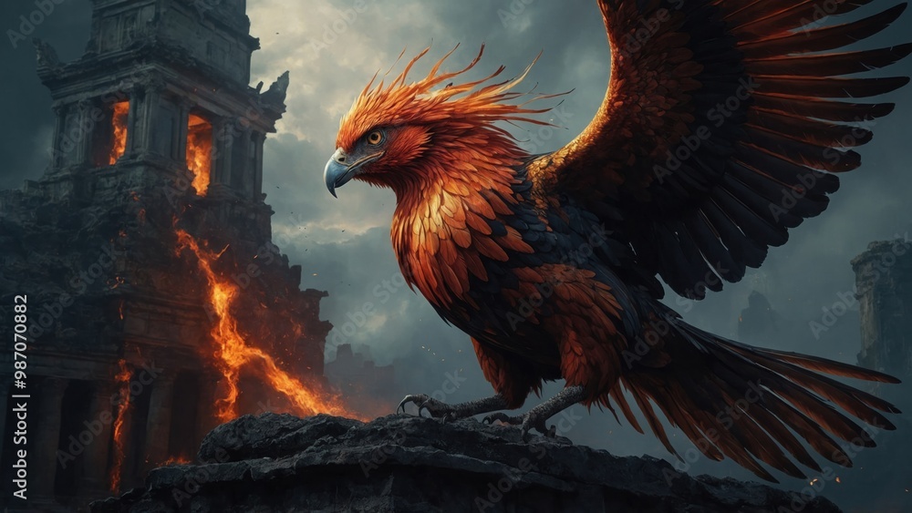 Fototapeta premium a bird of majesctic gothic phoenix