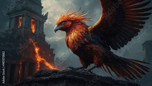 a bird of majesctic gothic phoenix photo