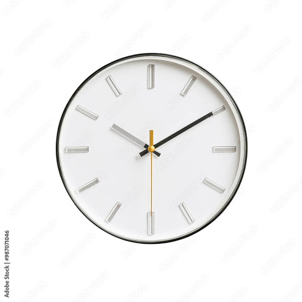 Simple White Clock with Gold and Black Hands Simple White Clock with Gold and Black Hands